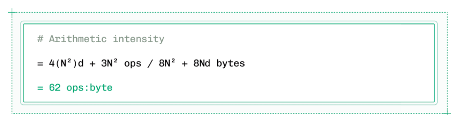 内核的算术强度等于总工作量（计算操作次数）除以内存移动量。