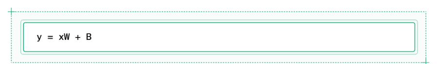 在矩阵乘法中，输出向量 y 是输入向量 x 与权重矩阵 W 的乘积再加上偏置向量 b。