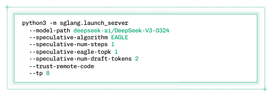 在八块 GPU 上运行的 SGLang 推理示例。
